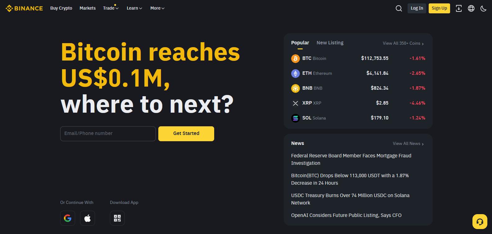 Binance Homepage