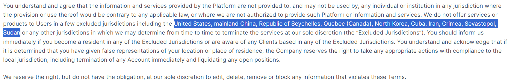 Zoomex Restricted Countries