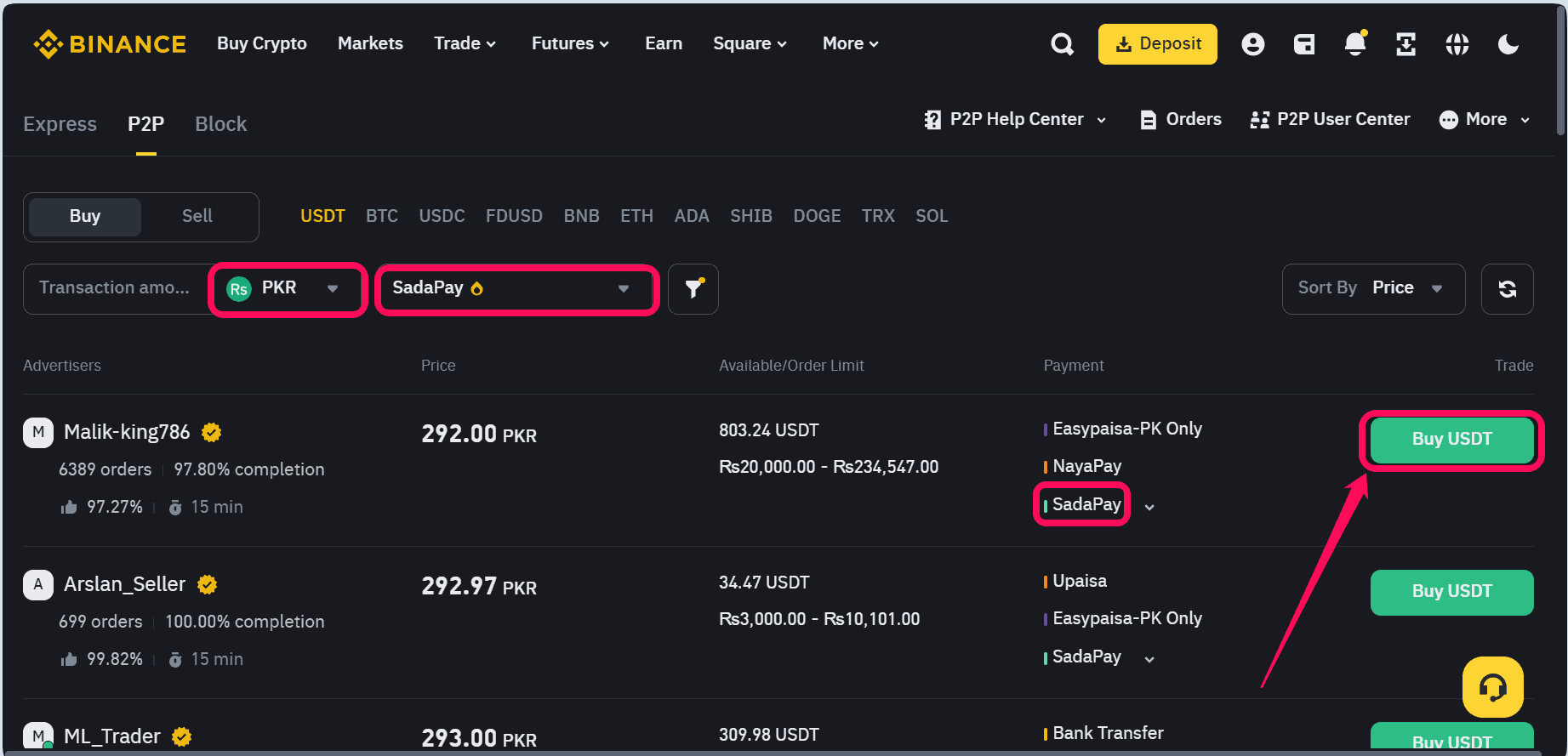 binance SadaPay