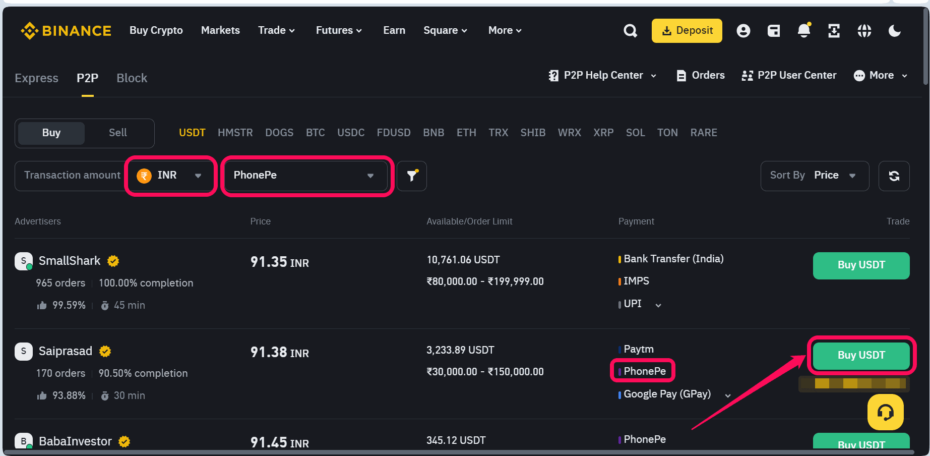 Binance PhonePe