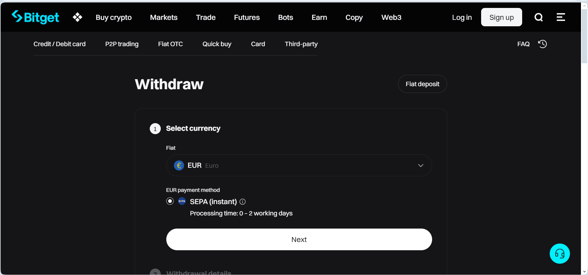 Withdraw from Bitget