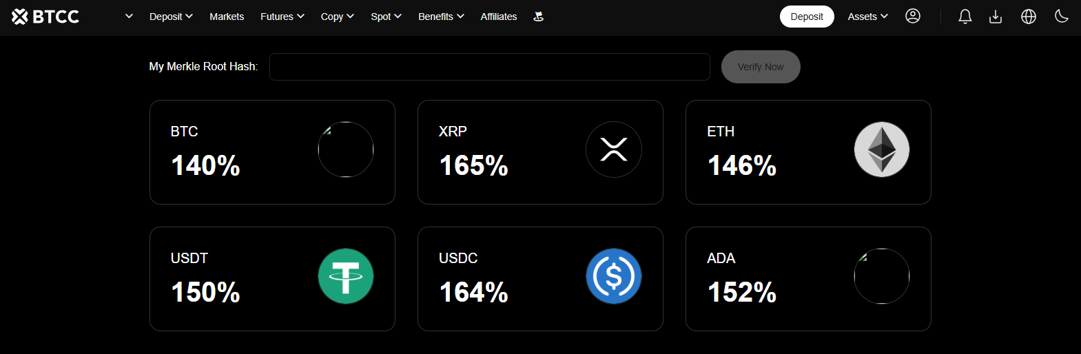 Доказательство резервов BTCC