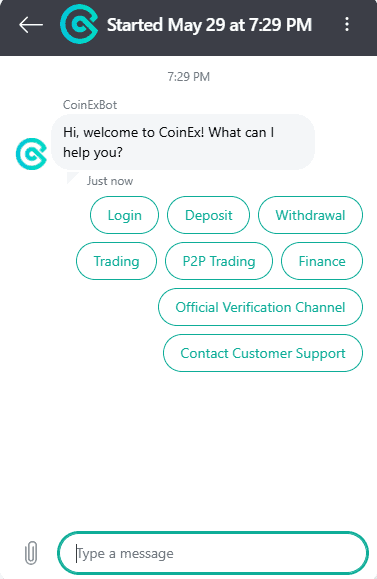 CoinEX Customer Support