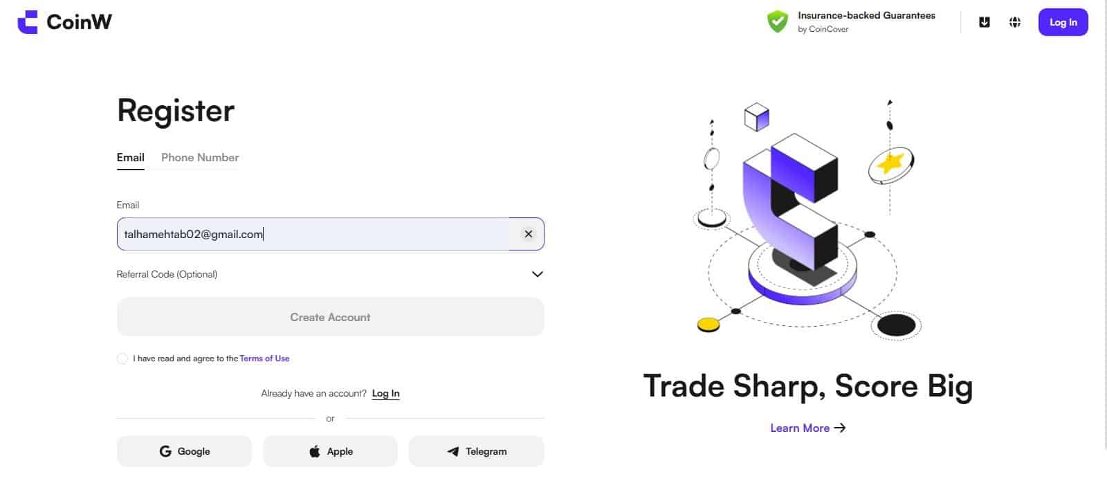 CoinW Sign up