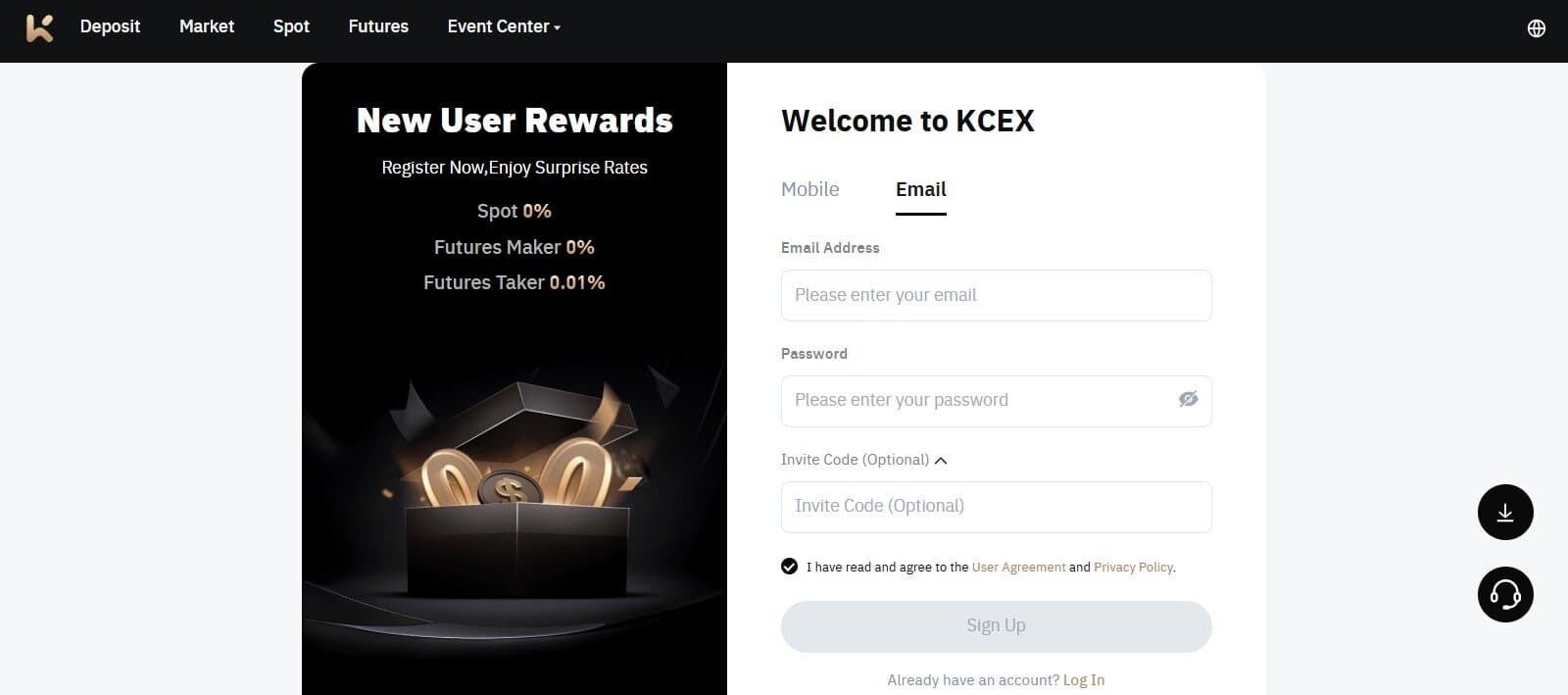 KCEX Sign up