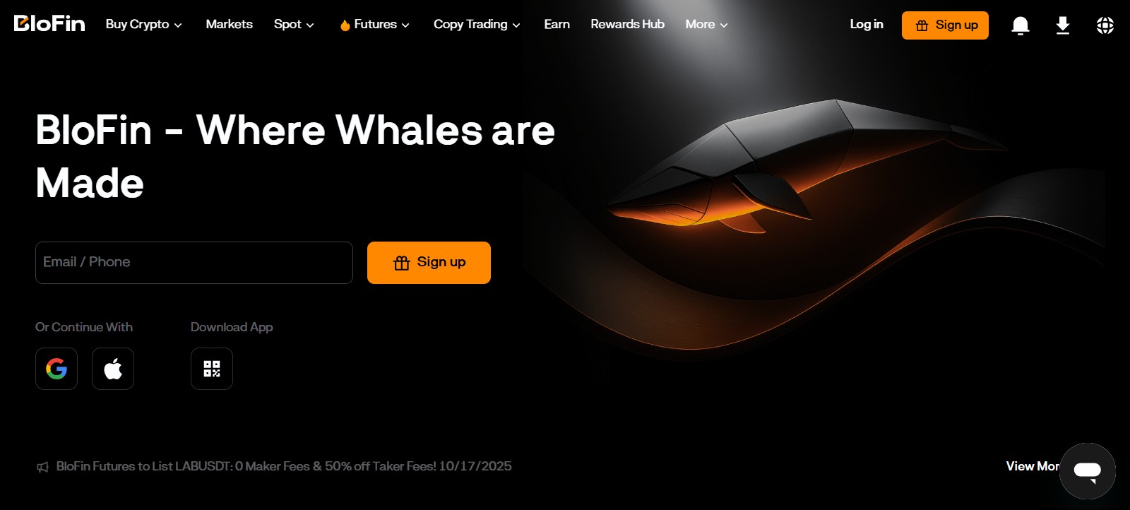 BloFin Homepage Oct 2025