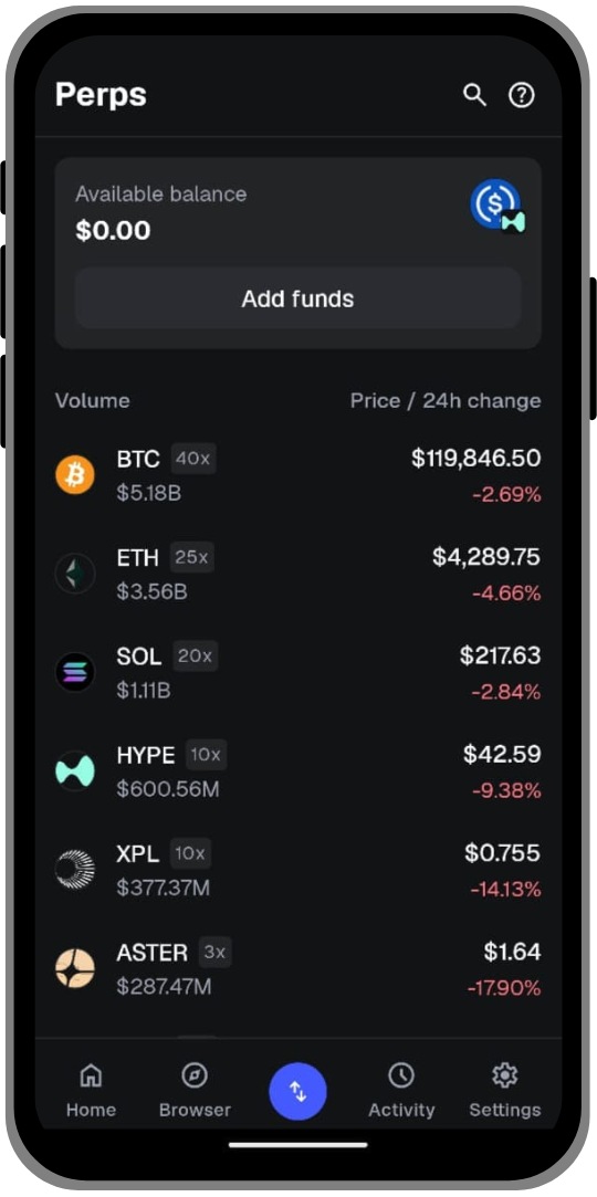 MetaMask Perps Trading: Beginner Guide 1 MetaMask Perps Trading interface