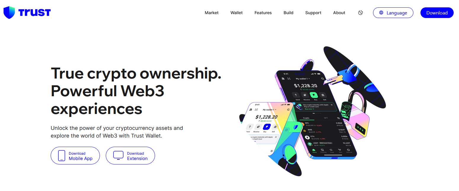 Trust Wallet Review: Mobile Crypto Wallet for Self-Custody 1 Trust Wallet homepage