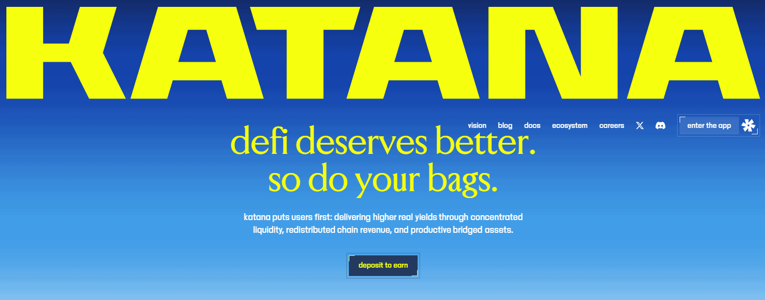 Add Katana Network to MetaMask: Step by Step 1 Katana homepage